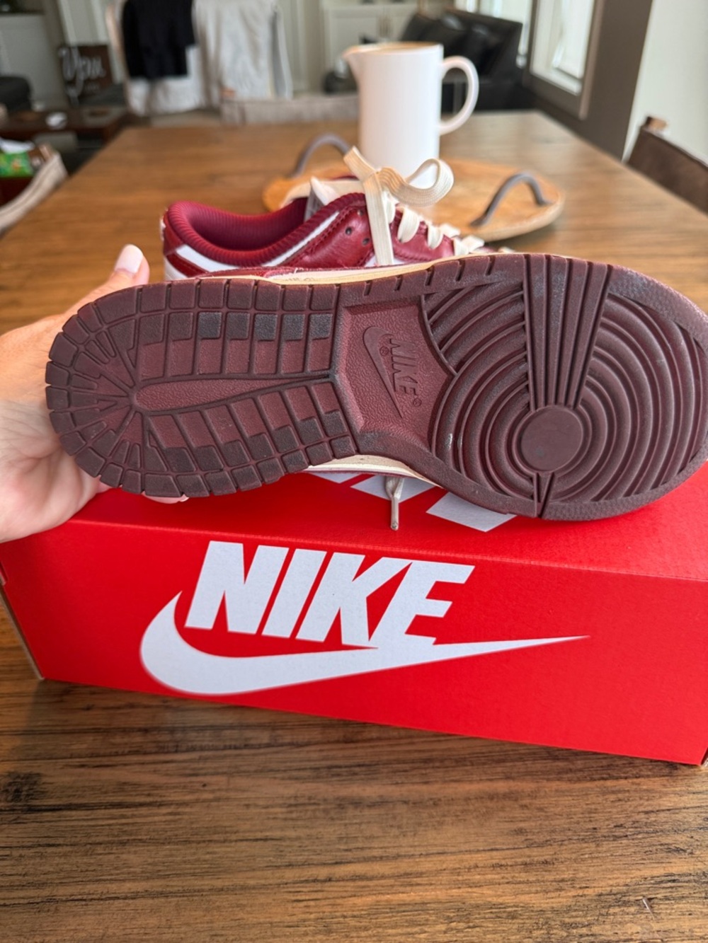 Nike Dunk Low PRM team red white Retro Sneakers size 8 - Picture 5 of 10